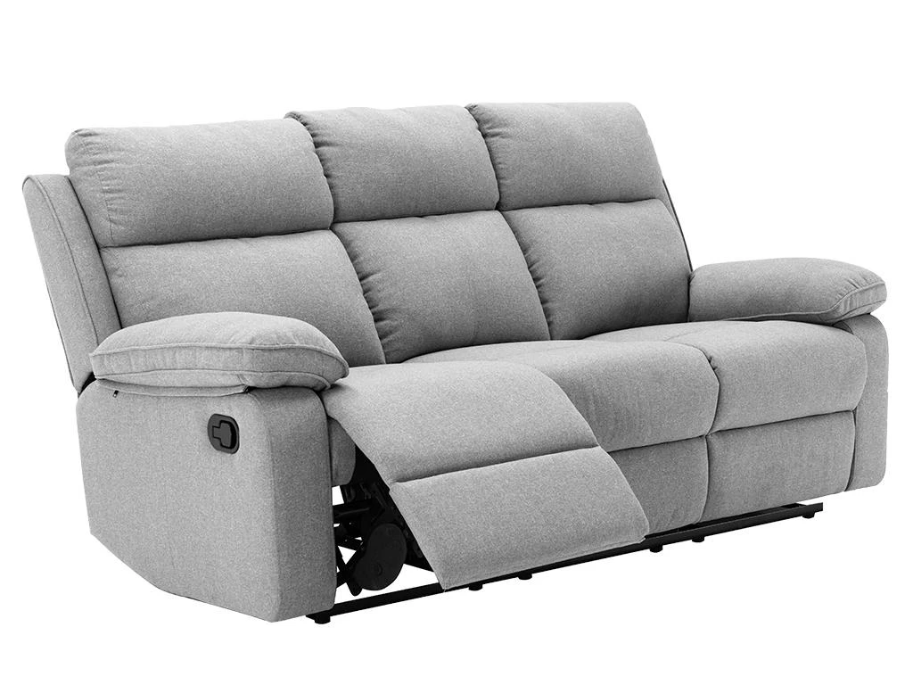 Canapé 3 Places Relax En Tissu Gris Clair LANA 4 Canapé 3 Places Relax En Tissu Gris Clair LANA – Image 4