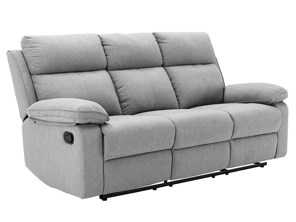 Canapé 3 Places Relax En Tissu Gris Clair LANA 2 Canapé 3 Places Relax En Tissu Gris Clair LANA – Image 2