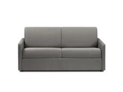 Canapé 3 Places Convertible Express En Tissu CALIFE - Gris Clair - Couchage à Lattes Larges 140 Cm - Matelas 14 Cm