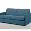Canapé 3 Places Convertible Express En Tissu CALIFE - Turquoise - Couchage à Lattes Larges 140 Cm - Matelas 18 Cm -Deco.fr Soldes Boutique canape 503619