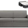 Canapé 3 Places Convertible Express En Tissu CALIFE - Gris Clair - Couchage à Lattes Larges 140 Cm - Matelas 18 Cm -Deco.fr Soldes Boutique canape 503639