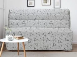 Canapé Convertible BZ COWBOY II 100% Coton Blanc Et Gris - Imprimé LOSANGE
