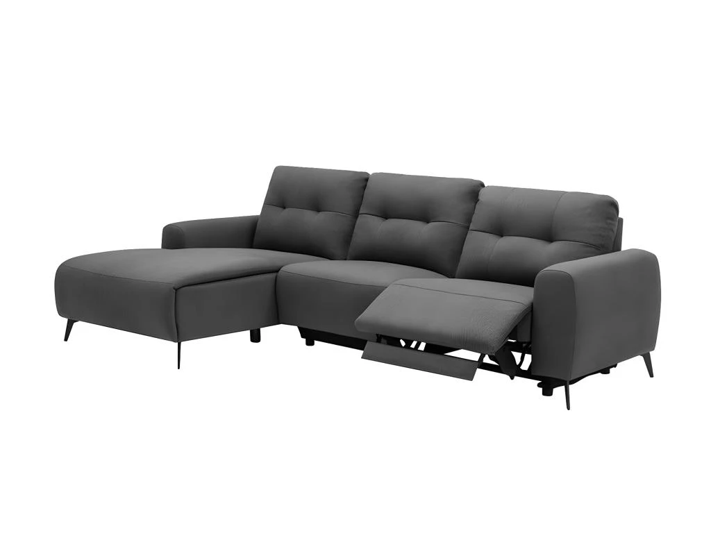 Canapé D'angle Gauche Relax électrique En Tissu Gris NERUDA 3 Canapé D'angle Gauche Relax électrique En Tissu Gris NERUDA – Image 3