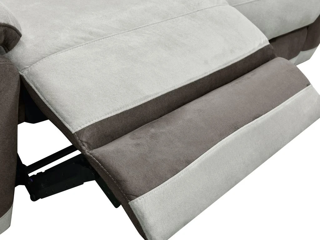 Canapé 3 Places Relax En Microfibre Gris Clair Et Bandes Marrons TALCA 8 Canapé 3 Places Relax En Microfibre Gris Clair Et Bandes Marrons TALCA – Image 8