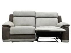 Canapé 3 Places Relax En Microfibre Gris Clair Et Bandes Marrons TALCA 14 Canapé 3 Places Relax En Microfibre Gris Clair Et Bandes Marrons TALCA -Deco.fr Soldes Boutique canape 6815453