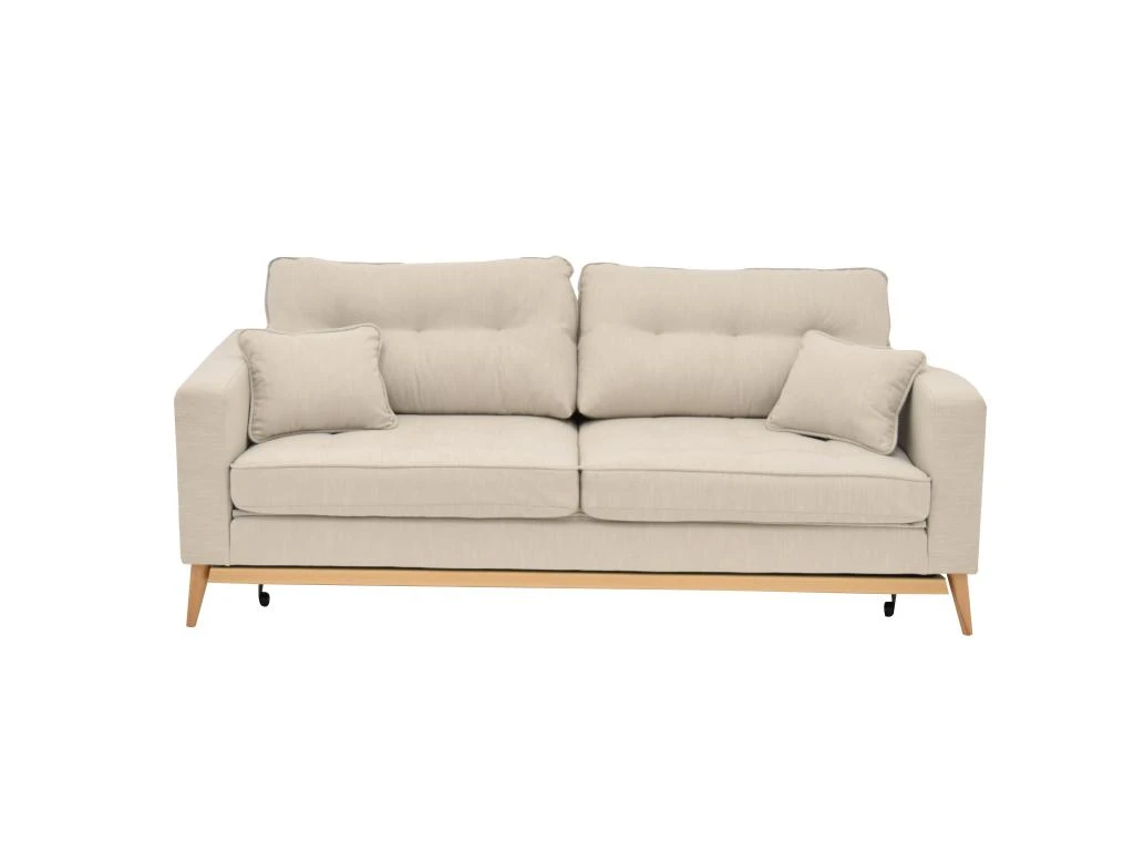 Canapé 3 Places Convertible En Tissu Crème KENZA 3 Canapé 3 Places Convertible En Tissu Crème KENZA – Image 3