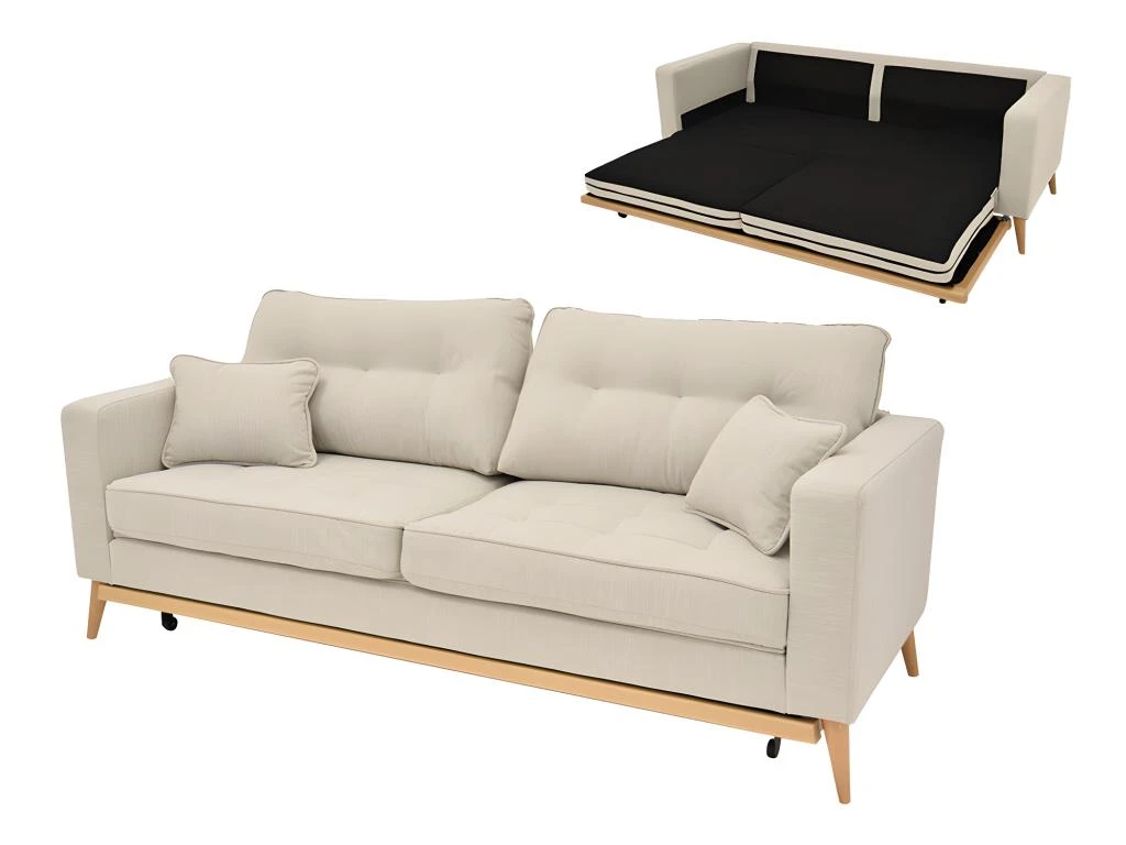 Canapé 3 Places Convertible En Tissu Crème KENZA 2 Canapé 3 Places Convertible En Tissu Crème KENZA – Image 2