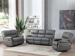 Canapé 3 Places Relax En Simili Gris CANBY -Deco.fr Soldes Boutique canape 7256845