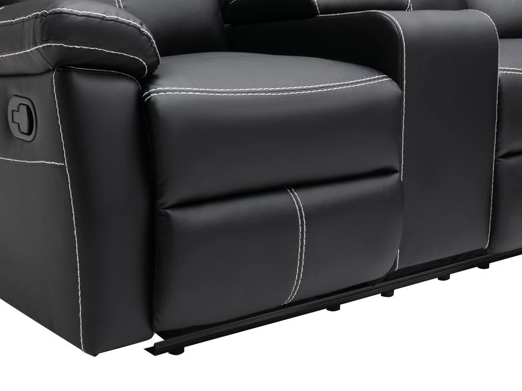 Grand Canapé D'angle Relax En Simili Noir CANBY 6 Grand Canapé D'angle Relax En Simili Noir CANBY – Image 6