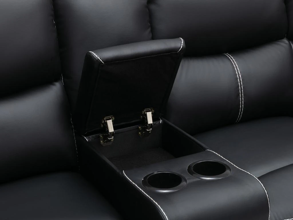 Grand Canapé D'angle Relax En Simili Noir CANBY 8 Grand Canapé D'angle Relax En Simili Noir CANBY – Image 8