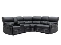 Grand Canapé D'angle Relax En Simili Noir CANBY 9 Grand Canapé D'angle Relax En Simili Noir CANBY -Deco.fr Soldes Boutique canape 8063349