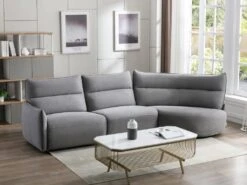 Canapé D'angle Droit Relax électrique En Tissu Gris CALERO