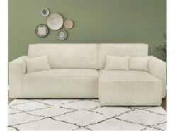 Canapé D'angle Convertible Réversible 4 Places Avec Coffre De Rangement En Velours Côtelé Beige - Livia 6 Canapé D'angle Convertible Réversible 4 Places Avec Coffre De Rangement En Velours Côtelé Beige - Livia -Deco.fr Soldes Boutique canape 8908817