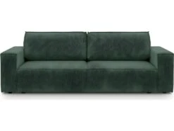 Canapé Convertible 3 Places Avec Coffre De Rangement En Velours Fines Côtes Vert - Harper