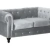 Canapé Fixe Chesterfield Velours "Aliza" - 157 X 82 X 70 Cm - 2 Places - Gris