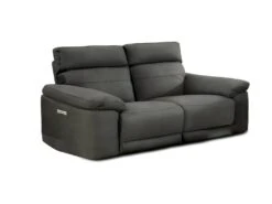 Canapé Relaxation 2.5 Places Motorisé En Tissu Gris Anthracite - CLARA