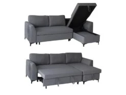 Canapé D'angle Convertible LOGAN 3 Places Gris - HAPPY GARDEN -Deco.fr Soldes Boutique canape 9168213