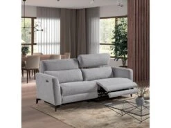 MUMBAI - Canapé Relax Electrique 3 Places Gris Foncé