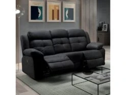 FABARES - Canapé Relax Manuel 3 Places Gris