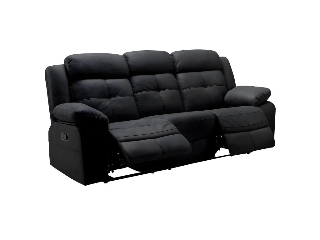 FABARES - Canapé Relax Manuel 3 Places Gris 3 FABARES - Canapé Relax Manuel 3 Places Gris – Image 3