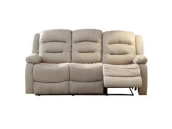 JANS - Canapé Relax Manuel 3 Places Tissu Beige