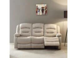 JANS - Canapé Relax Manuel 3 Places Tissu Beige -Deco.fr Soldes Boutique canape 9170669