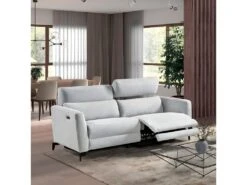 MUMBAI - Canapé Relax Electrique 3 Places Gris Clair