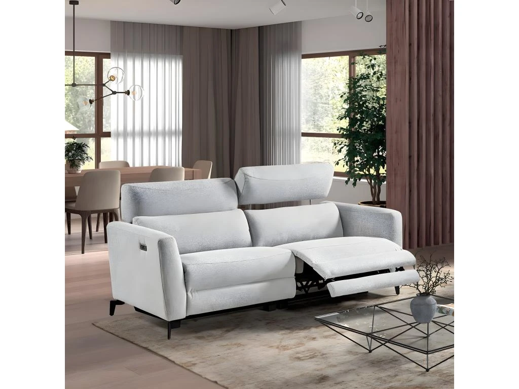 MUMBAI - Canapé Relax Electrique 3 Places Gris Clair 1 MUMBAI - Canapé Relax Electrique 3 Places Gris Clair