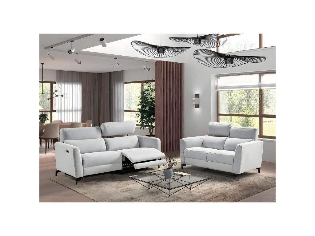 MUMBAI - Canapé Relax Electrique 3 Places Gris Clair 2 MUMBAI - Canapé Relax Electrique 3 Places Gris Clair – Image 2