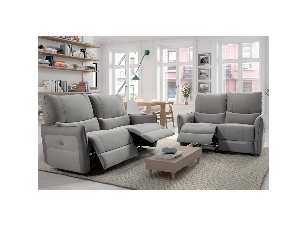 MARBELLA - Canapé Relax Electrique 3 Places Gris 3 MARBELLA - Canapé Relax Electrique 3 Places Gris – Image 3