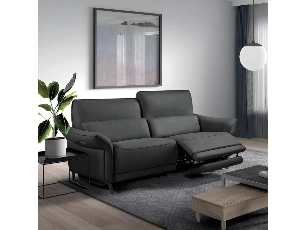 OSTRAVA - Canapé Relax Electrique 3 Places Tissu Gris 1 OSTRAVA - Canapé Relax Electrique 3 Places Tissu Gris