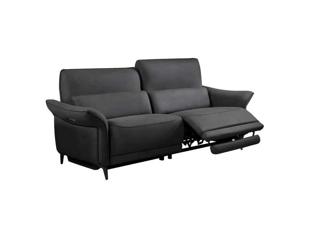 OSTRAVA - Canapé Relax Electrique 3 Places Tissu Gris 3 OSTRAVA - Canapé Relax Electrique 3 Places Tissu Gris – Image 3