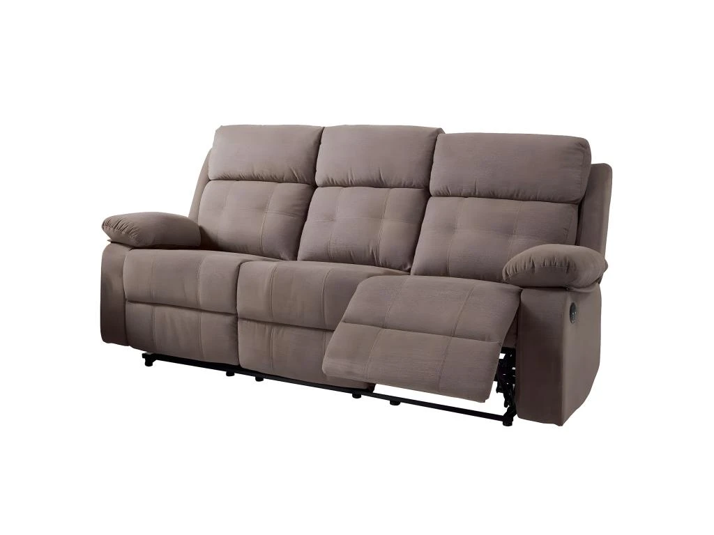 AZUAGA - Canapé Relax Electrique 3 Places Tissu Marron 2 AZUAGA - Canapé Relax Electrique 3 Places Tissu Marron – Image 2