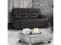 ALMERIA - Canapé Relax Electrique 2 Places Gris Foncé