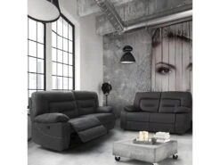 ALMERIA - Canapé Relax Electrique 2 Places Gris Foncé -Deco.fr Soldes Boutique canape 9170811