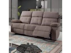 AZUAGA - Canapé Relax Manuel 3 Places Tissu Marron