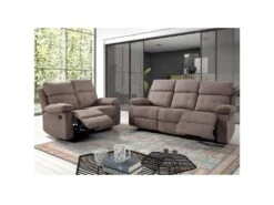 AZUAGA - Canapé Relax Manuel 3 Places Tissu Marron -Deco.fr Soldes Boutique canape 9170855