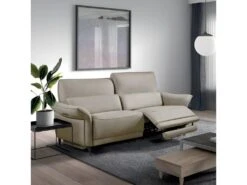 OSTRAVA - Canapé Relax Electrique 3 Places Tissu Beige