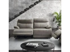 CORDOUE - Canapé Relax Electrique 3 Places Tissu Gris