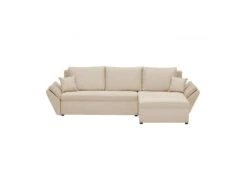 Canapé D'angle Réversible Et Convertible HELIX, Couleur Beige, 4 Places Avec Coffre De Rangement