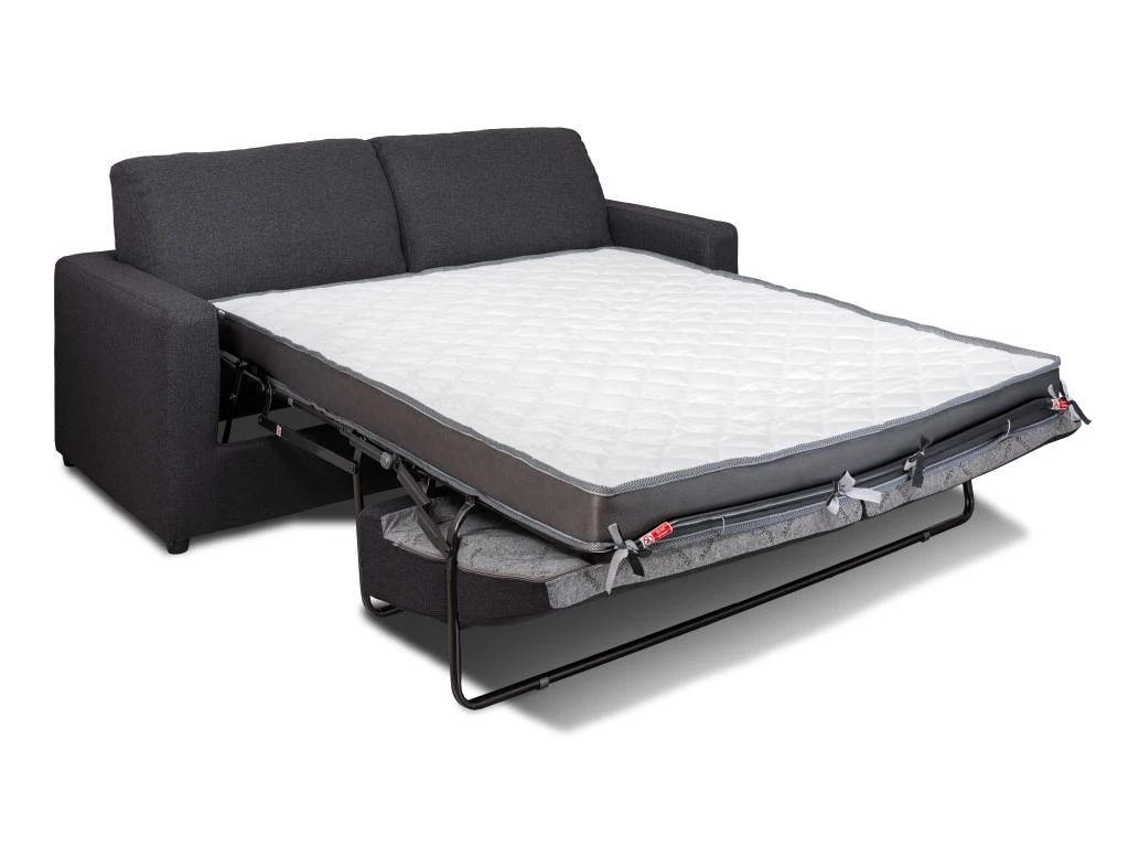 Canapé 3 Places Convertible Express En Tissu Gris Anthracite - Couchage 140 Cm - Matelas 14 Cm DONETO 3 Canapé 3 Places Convertible Express En Tissu Gris Anthracite - Couchage 140 Cm - Matelas 14 Cm DONETO – Image 3