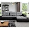 Canapé D'angle Convertible En Tissu Luxe Gris Et Simili Cuir Noir, 5 Places, Angle Droit (vu De Face) - OTELLO -Deco.fr Soldes Boutique canape 9992427