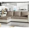 Canapé D'angle Convertible En Tissu Luxe Marron Et Simili Cuir Beige, 5 Places, Avec Coffre, Angle Gauche (vu De Face), NESTOR -Deco.fr Soldes Boutique canape 9992523