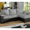 Canapé D'angle Convertible - En Tissu Gris Et Simili Noir, Angle Droit (vu De Face) - LUCAS -Deco.fr Soldes Boutique canape 9992573