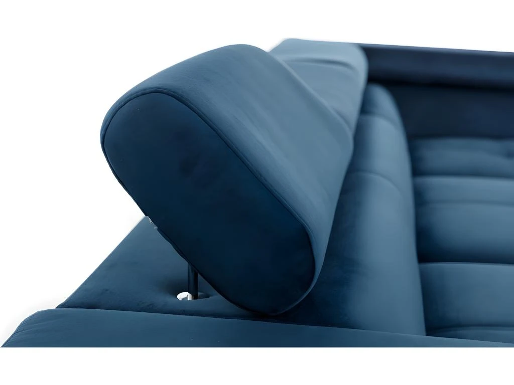 Canapé D'angle Convertible - ERWAN - En Tissu Luxe 5 Places, Bleu Foncé, Angle Gauche (vu De Face) 4 Canapé D'angle Convertible - ERWAN - En Tissu Luxe 5 Places, Bleu Foncé, Angle Gauche (vu De Face) – Image 4