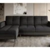 Canapé D'angle Convertible En Tissu Luxe, Rangement - Gris Foncé, Angle Gauche (vu De Face), ROXANE -Deco.fr Soldes Boutique canape 9992765