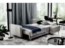 Canapé D'angle Convertible En Tissu Luxe, Rangement - Gris Foncé, Angle Gauche (vu De Face), ROXANE -Deco.fr Soldes Boutique canape 9992771