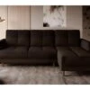 Canapé D'angle Convertible En Tissu Luxe, Rangement - Chocolat, Angle Droit (vu De Face), ROXANE