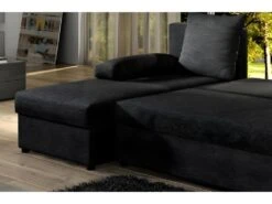 Canapé D'angle Convertible - GILO - En Tissu Luxe 3/4 Places, Noir, Angle Gauche (vu De Face) -Deco.fr Soldes Boutique canape 9993333