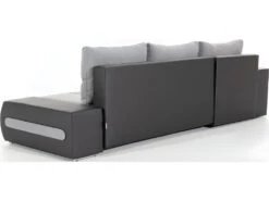 Canapé D'angle Convertible En Tissu Luxe Gris Et Simili Cuir Gris, 5 Places, Angle Gauche (vu De Face) - OTELLO -Deco.fr Soldes Boutique canape 9993749